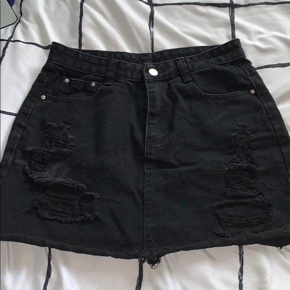 black denim skirt shein